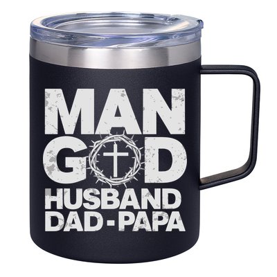 Man Of God Husband Dad Papa Grandpa Dad Father's Day 12oz Stainless Steel Coffee Mug