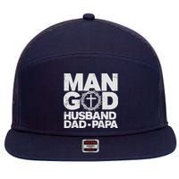 Man Of God Husband Dad Papa Grandpa Dad Father's Day 7 Panel Mesh Trucker Snapback Hat