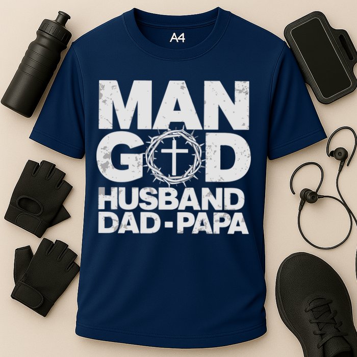 Man Of God Husband Dad Papa Grandpa Dad Father's Day Cooling Performance Crew T-Shirt