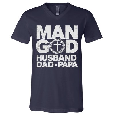 Man Of God Husband Dad Papa Grandpa Dad Father's Day V-Neck T-Shirt