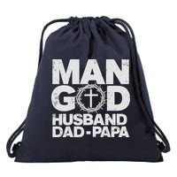 Man Of God Husband Dad Papa Grandpa Dad Father's Day Drawstring Bag