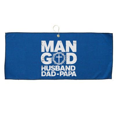 Man Of God Husband Dad Papa Grandpa Dad Father's Day Large Microfiber Waffle Golf Towel