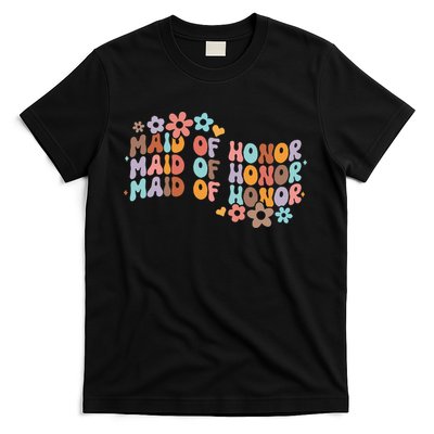 Maid Of Honor Bridesmaid Bridal Shower Groovy Bachelorette T-Shirt