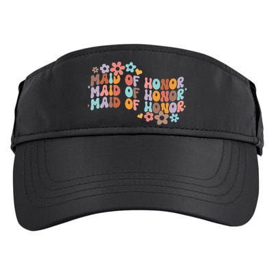 Maid Of Honor Bridesmaid Bridal Shower Groovy Bachelorette Adult Drive Performance Visor