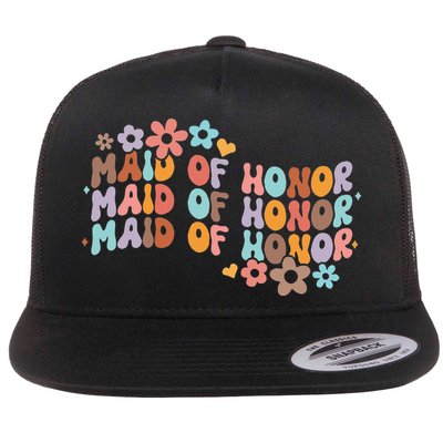 Maid Of Honor Bridesmaid Bridal Shower Groovy Bachelorette Flatbill Hat