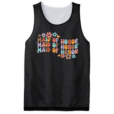 Maid Of Honor Bridesmaid Bridal Shower Groovy Bachelorette Mesh Reversible Basketball Jersey Tank