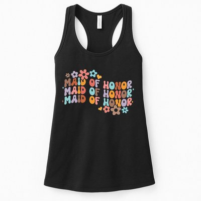 Maid Of Honor Bridesmaid Bridal Shower Groovy Bachelorette Womens Tank Top