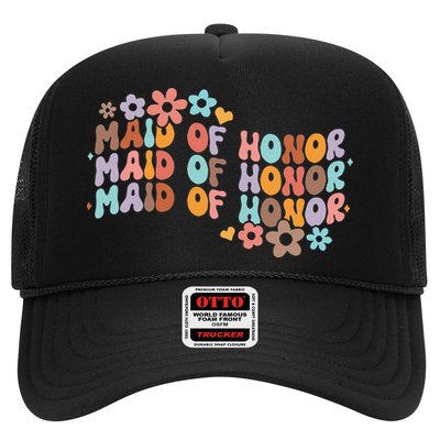 Maid Of Honor Bridesmaid Bridal Shower Groovy Bachelorette Trucker Hat