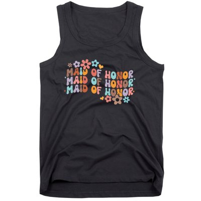 Maid Of Honor Bridesmaid Bridal Shower Groovy Bachelorette Tank Top