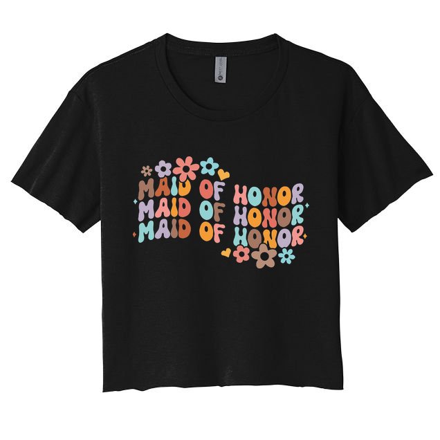 Maid Of Honor Bridesmaid Bridal Shower Groovy Bachelorette Crop Top