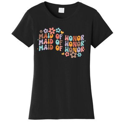 Maid Of Honor Bridesmaid Bridal Shower Groovy Bachelorette Women's T-Shirt