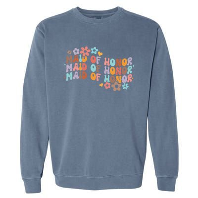 Maid Of Honor Bridesmaid Bridal Shower Groovy Bachelorette Garment-Dyed Sweatshirt