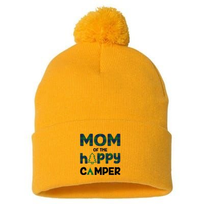 Mom of Happy Camper 1st Birthday Mom Pom Pom 12in Knit Beanie