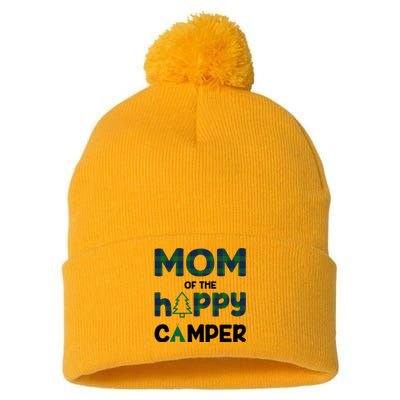 Mom of Happy Camper 1st Birthday Mom Pom Pom 12in Knit Beanie