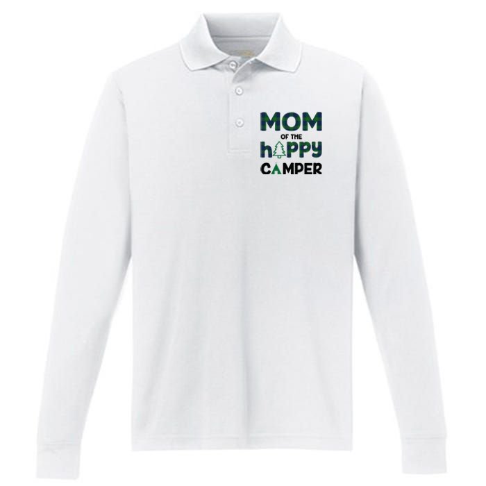 Mom of Happy Camper 1st Birthday Mom Performance Long Sleeve Polo