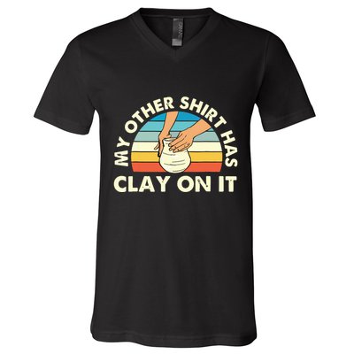 My Other Has Clay On It Pottery Potter Ceramicist V-Neck T-Shirt