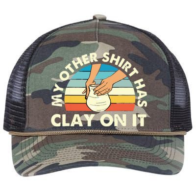 My Other Has Clay On It Pottery Potter Ceramicist Retro Rope Trucker Hat Cap