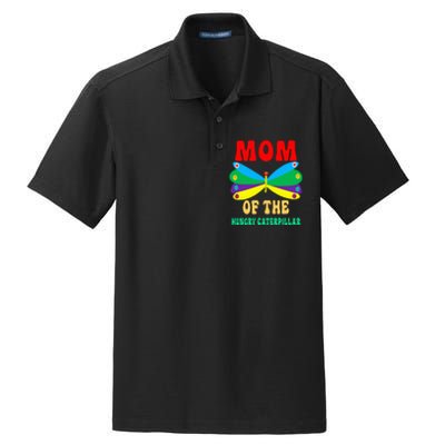 Mom Of Hungry Caterpillar Funny Cute Caterpillar Birthday Dry Zone Grid Polo