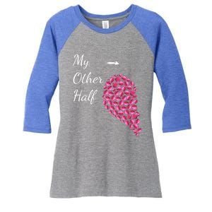 My Other Half Gift Pink Roses Half Heart Valentines Couples Gift Women's Tri-Blend 3/4-Sleeve Raglan Shirt