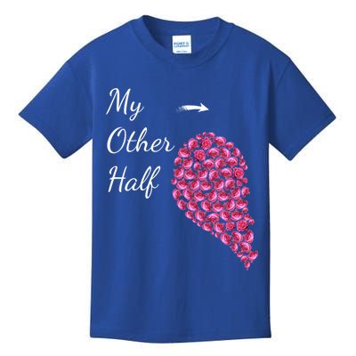 My Other Half Gift Pink Roses Half Heart Valentines Couples Gift Kids T-Shirt