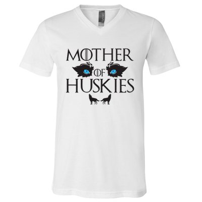 Mother of Huskies Siberian Husky Mom V-Neck T-Shirt