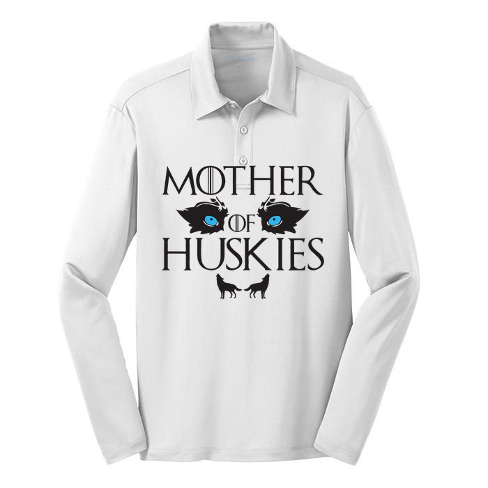 Mother of Huskies Siberian Husky Mom Silk Touch Performance Long Sleeve Polo