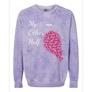 My Other Half Gift Pink Roses Half Heart Valentines Couples Meaningful Gift Colorblast Crewneck Sweatshirt