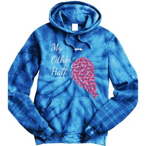 My Other Half Gift Pink Roses Half Heart Valentines Couples Meaningful Gift Tie Dye Hoodie