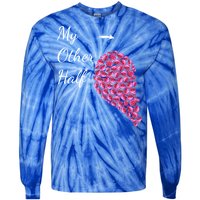 My Other Half Gift Pink Roses Half Heart Valentines Couples Meaningful Gift Tie-Dye Long Sleeve Shirt