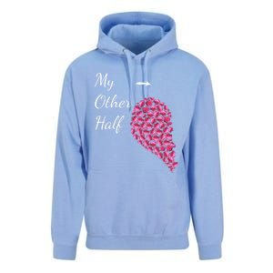 My Other Half Gift Pink Roses Half Heart Valentines Couples Meaningful Gift Unisex Surf Hoodie