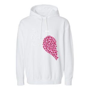 My Other Half Gift Pink Roses Half Heart Valentines Couples Meaningful Gift Garment-Dyed Fleece Hoodie