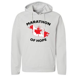 Marathon Of Hope Canada Flag Canadian Maple Leaf Performance Fleece Hoodie