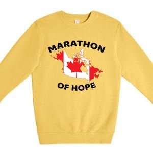 Marathon Of Hope Canada Flag Canadian Maple Leaf Premium Crewneck Sweatshirt