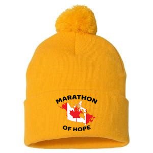 Marathon Of Hope Canada Flag Canadian Maple Leaf Pom Pom 12in Knit Beanie