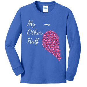 My Other Half Gift Pink Roses Half Heart Valentines Couples Cute Gift Kids Long Sleeve Shirt