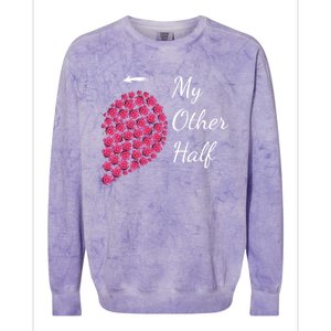 My Other Half Tee Gift Pink Roses Half Heart Valentine Couples Gift Colorblast Crewneck Sweatshirt