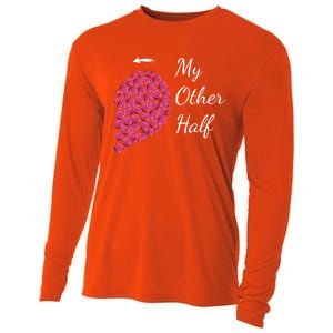 My Other Half Tee Gift Pink Roses Half Heart Valentine Couples Gift Cooling Performance Long Sleeve Crew