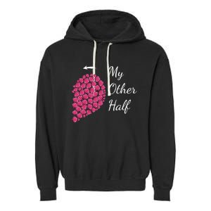 My Other Half Tee Gift Pink Roses Half Heart Valentine Couples Gift Garment-Dyed Fleece Hoodie