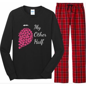 My Other Half Tee Gift Pink Roses Half Heart Valentine Couples Gift Long Sleeve Pajama Set