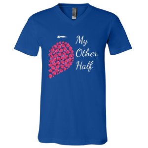 My Other Half Tee Gift Pink Roses Half Heart Valentine Couples Gift V-Neck T-Shirt