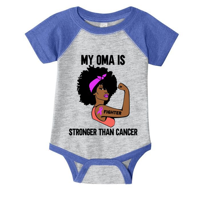 My Oma Is Stronger Than Cancer African American Breast Meaningful Gift Infant Baby Jersey Bodysuit