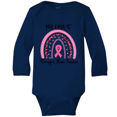 My Oma Is Stronger Than Cancer Breast Cancer Awareness Gift Baby Long Sleeve Bodysuit