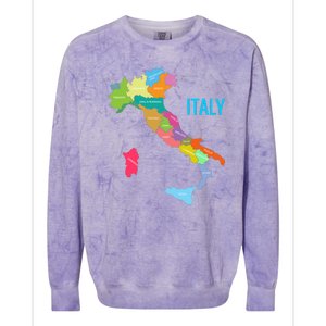 Map Of Italy Colorblast Crewneck Sweatshirt