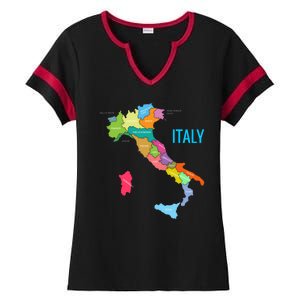 Map Of Italy Ladies Halftime Notch Neck Tee