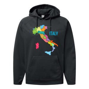 Map Of Italy Performance Fleece Hoodie