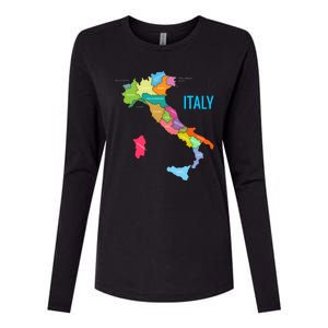 Map Of Italy Womens Cotton Relaxed Long Sleeve T-Shirt