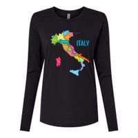 Map Of Italy Womens Cotton Relaxed Long Sleeve T-Shirt