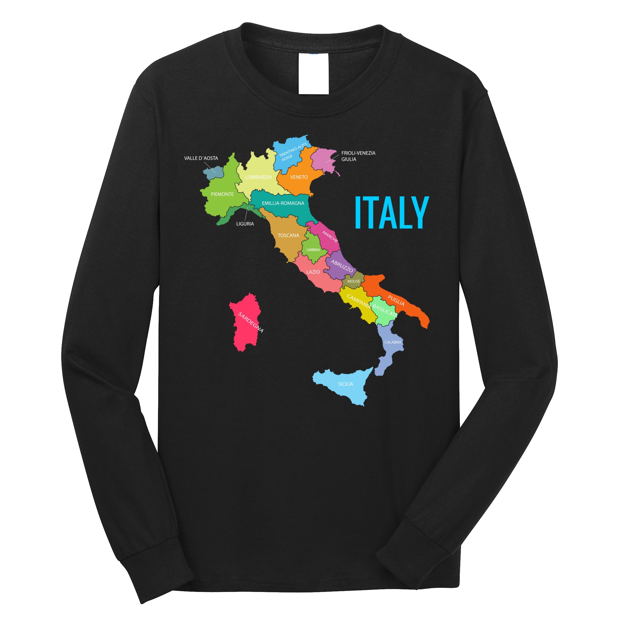 Map Of Italy Long Sleeve Shirt