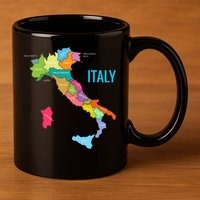 Map Of Italy 11oz C Handle Ceramic Mug