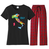 Map Of Italy Women's Flannel Pajama Set